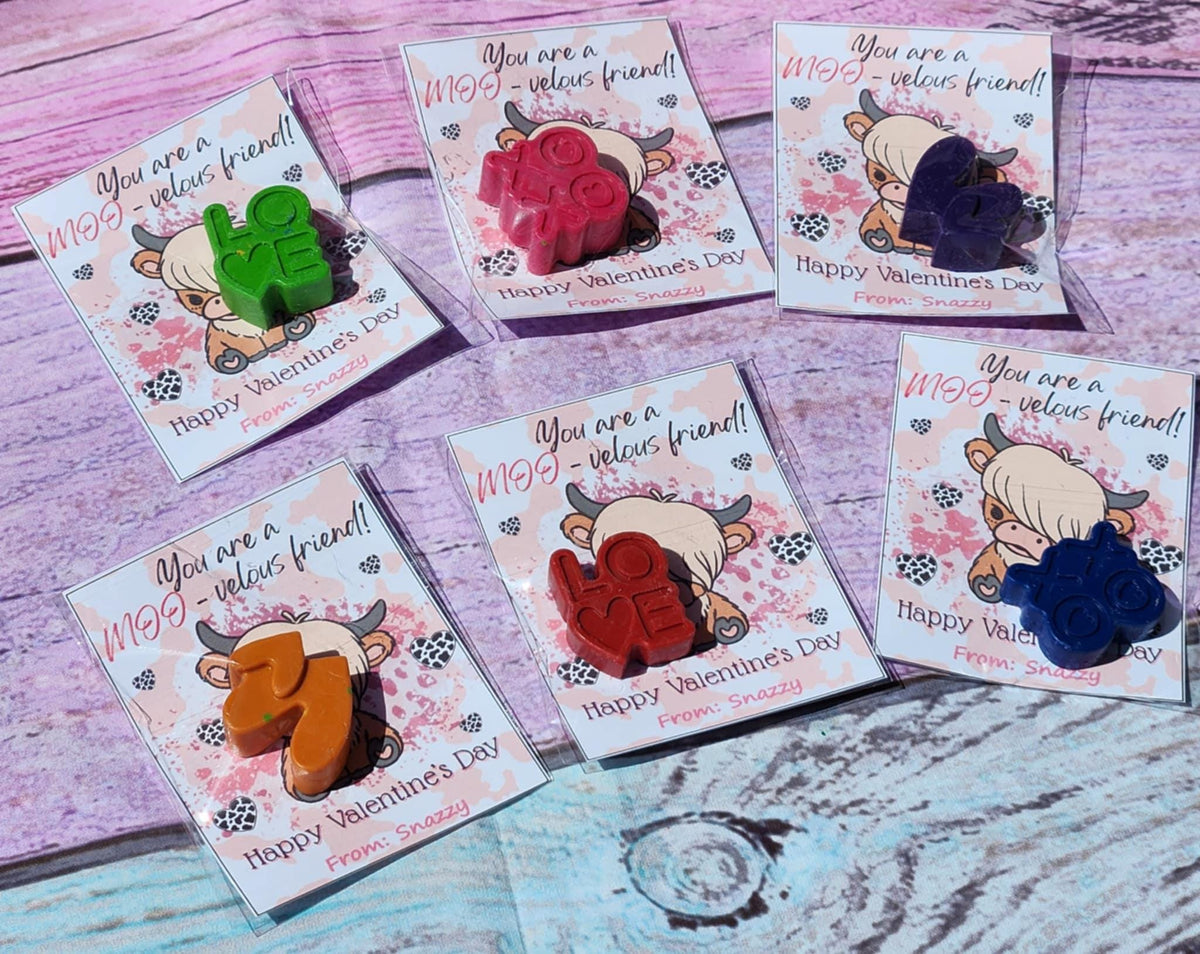 Highland Cow Valentine's Day Cards: Personalized Crayon Gifts