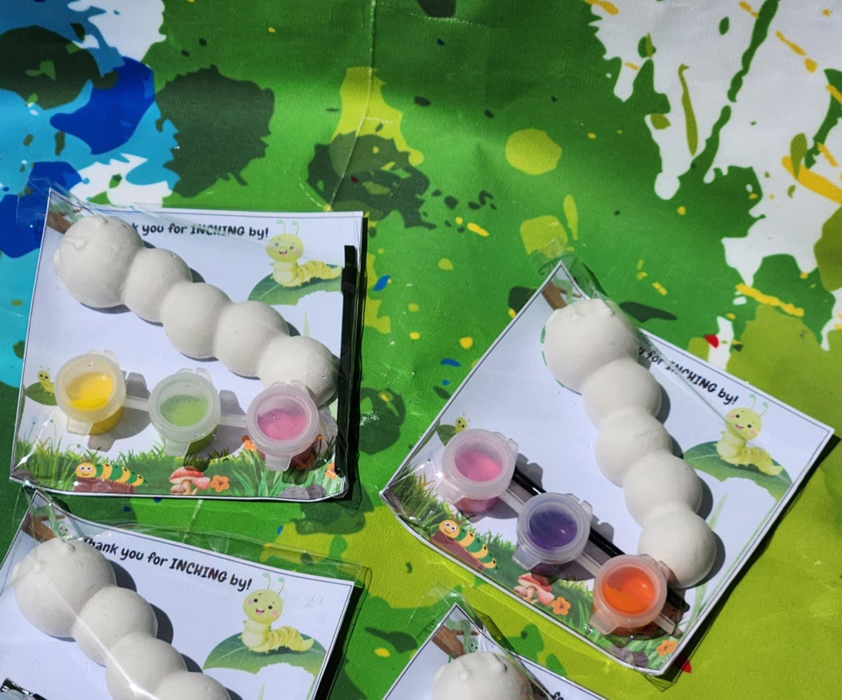 Caterpillar Paint Kit Party Favors | Kids Birthday Craft Activity | DIY Painting Kit | Creative Party Favor Bags | Bug-Themed Party