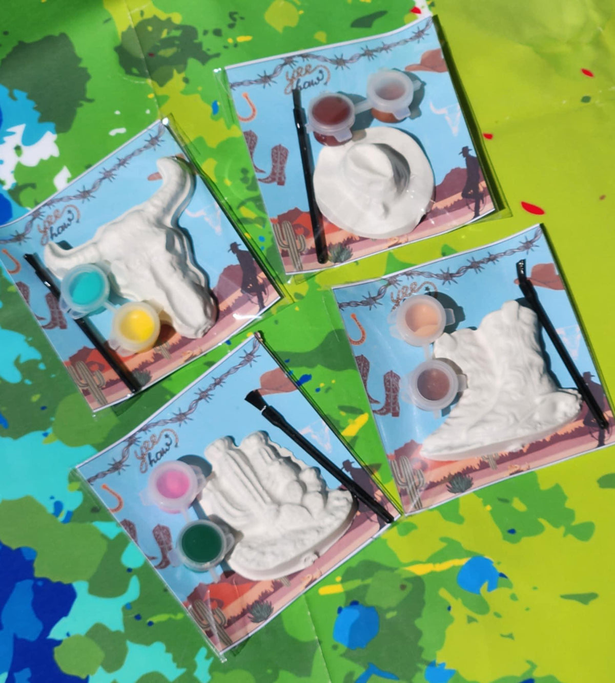 Western-Themed Plaster Paint Kits | Cowboy Party Favors | DIY Kids Activity | Birthday Party Keepsake | Wild West Painting Kit