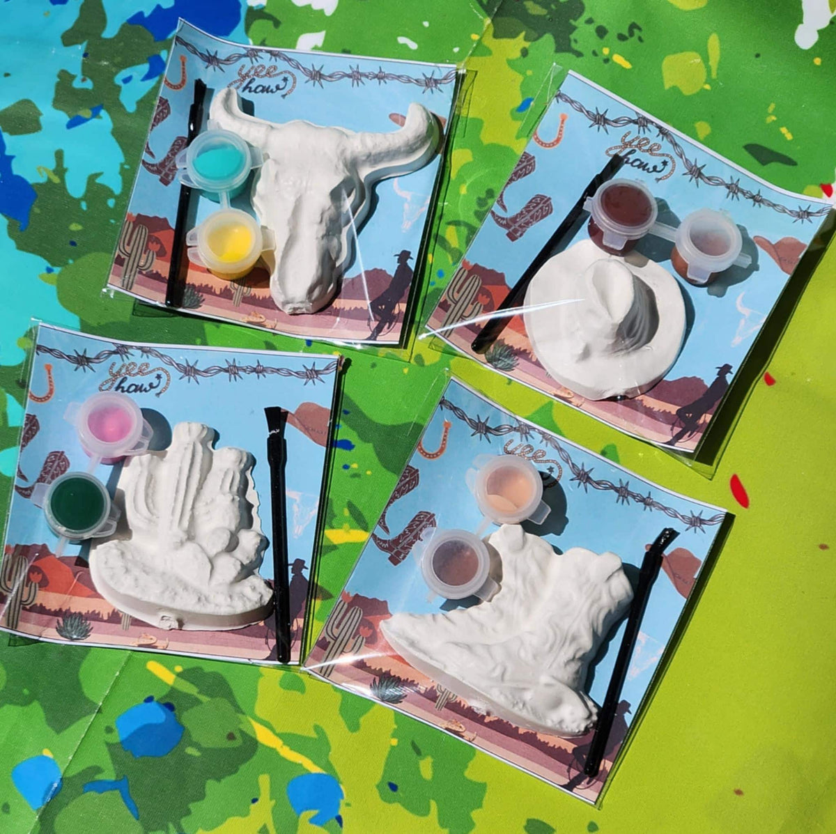 Western-Themed Plaster Paint Kits | Cowboy Party Favors | DIY Kids Activity | Birthday Party Keepsake | Wild West Painting Kit
