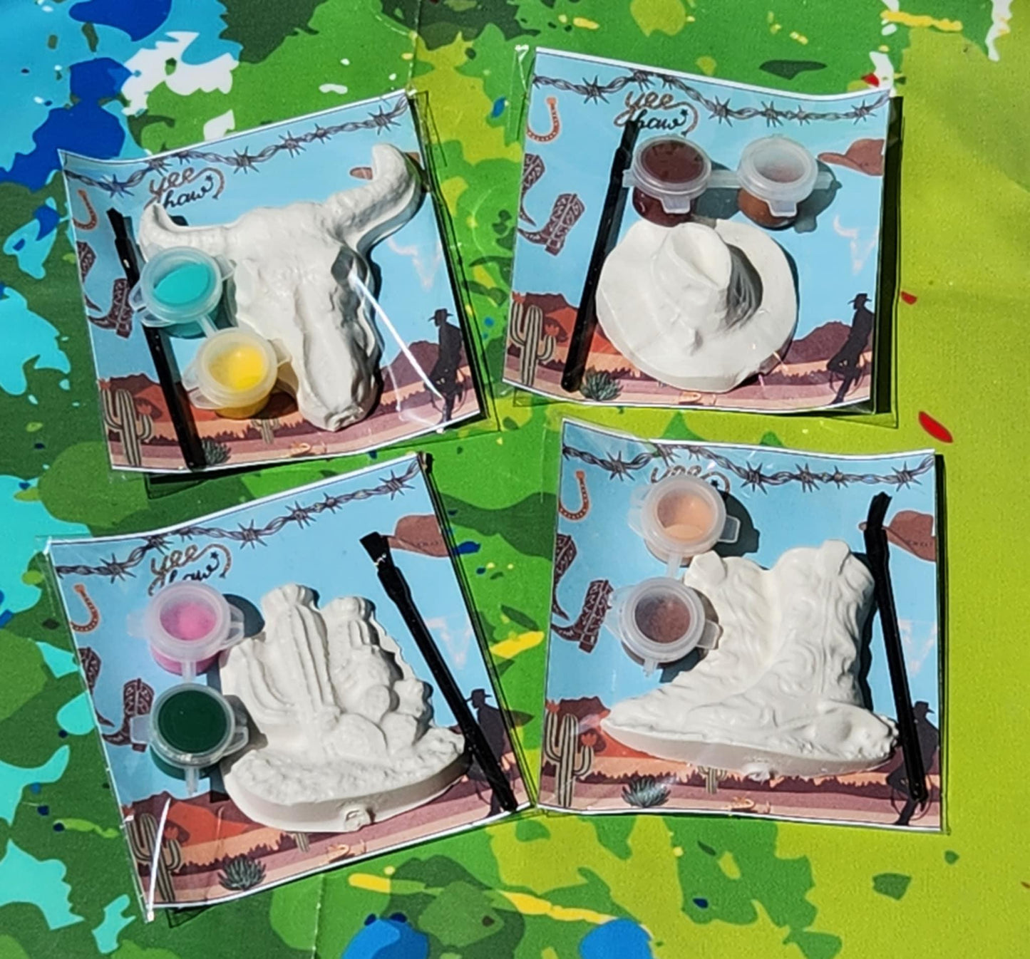 Western-Themed Plaster Paint Kits | Cowboy Party Favors | DIY Kids Activity | Birthday Party Keepsake | Wild West Painting Kit