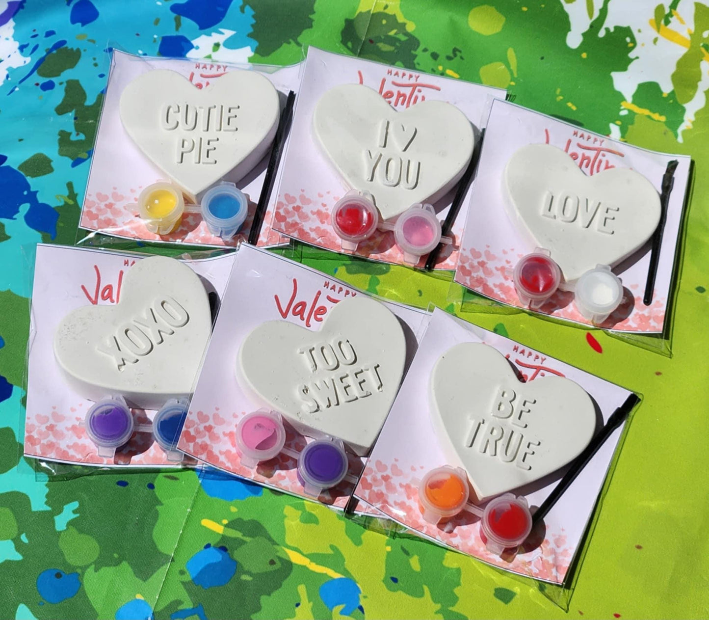 Valentine's Day Paint Kits | Heart Paint Your Own Kits | Kids Party Favors | Classroom Valentine Gifts | Craft Activity for Kids