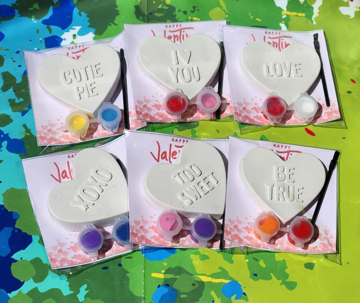 Valentine's Day Paint Kits | Heart Paint Your Own Kits | Kids Party Favors | Classroom Valentine Gifts | Craft Activity for Kids