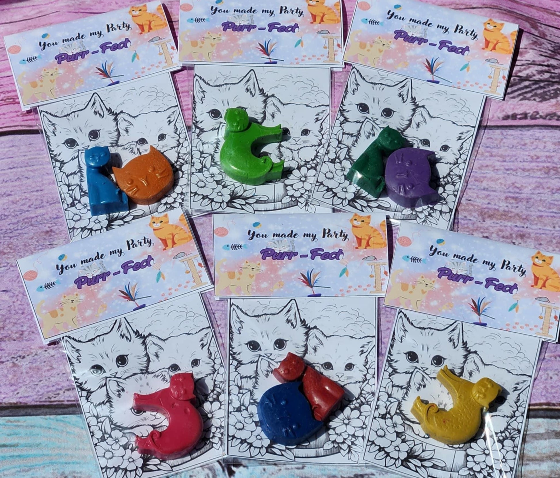 Kitty Party Favors l Adorable Cat Crayons, Classroom Handouts & Take-Home Gifts Thank you Handouts l Coloring l Kids Art l Cat Party