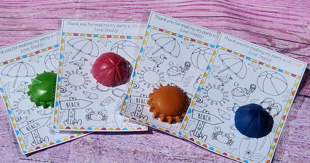Beach Party Favors – Sun Crayons & Mini Coloring Kit | Fun in the Sun Birthday | Beach-Themed Party Gifts