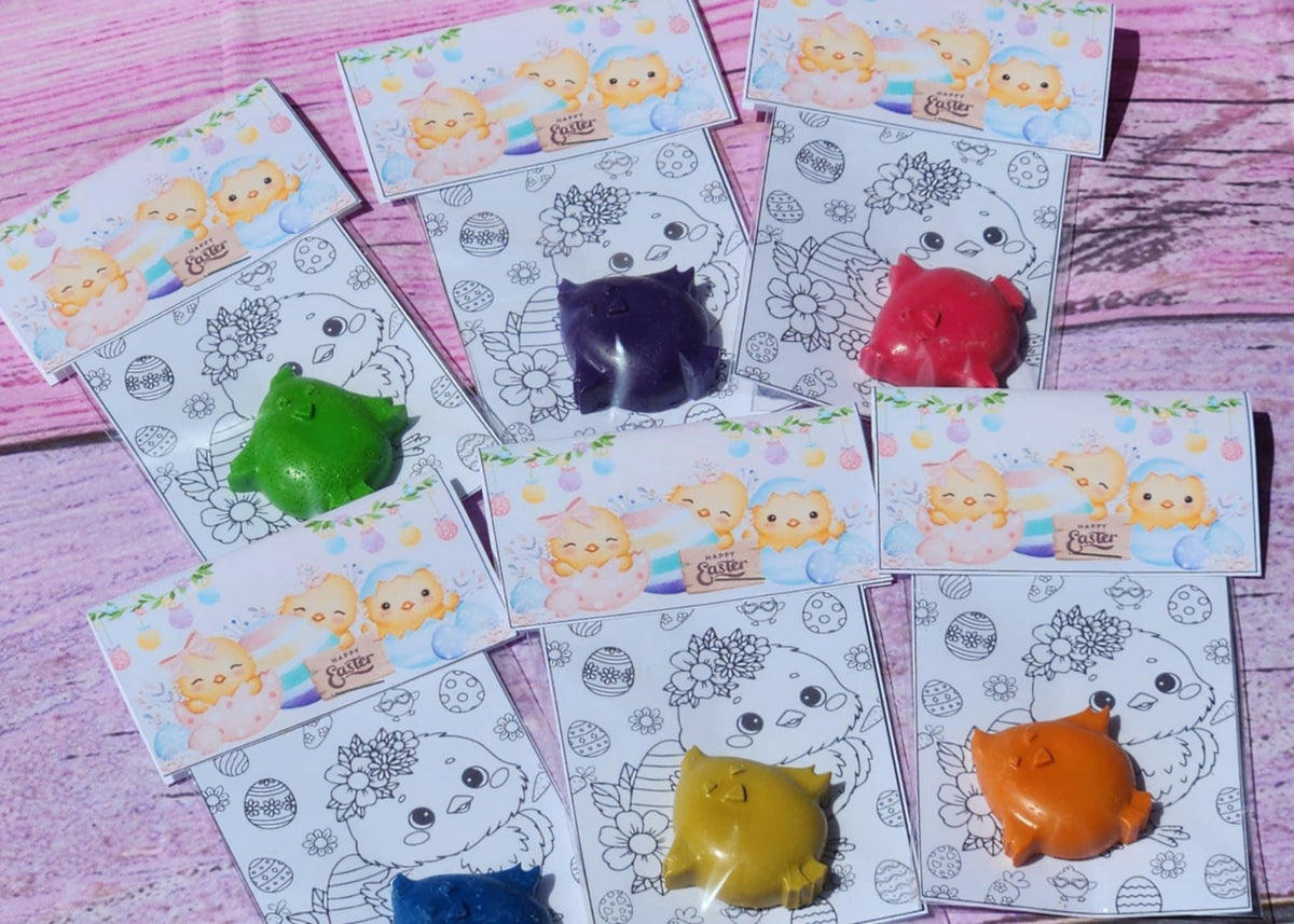 Easter Chick Coloring Kits – Mini Easter Basket Stuffers | Easter Party Favors | Baby Chick Crayons
