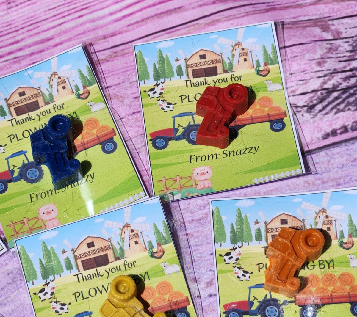 Farm & Tractor Themed Coloring Party Favors – Barnyard Fun Crayons | Tractor Crayons | Birthday -Classroom Gifts