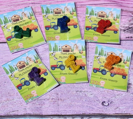 Farm & Tractor Themed Coloring Party Favors – Barnyard Fun Crayons | Tractor Crayons | Birthday -Classroom Gifts