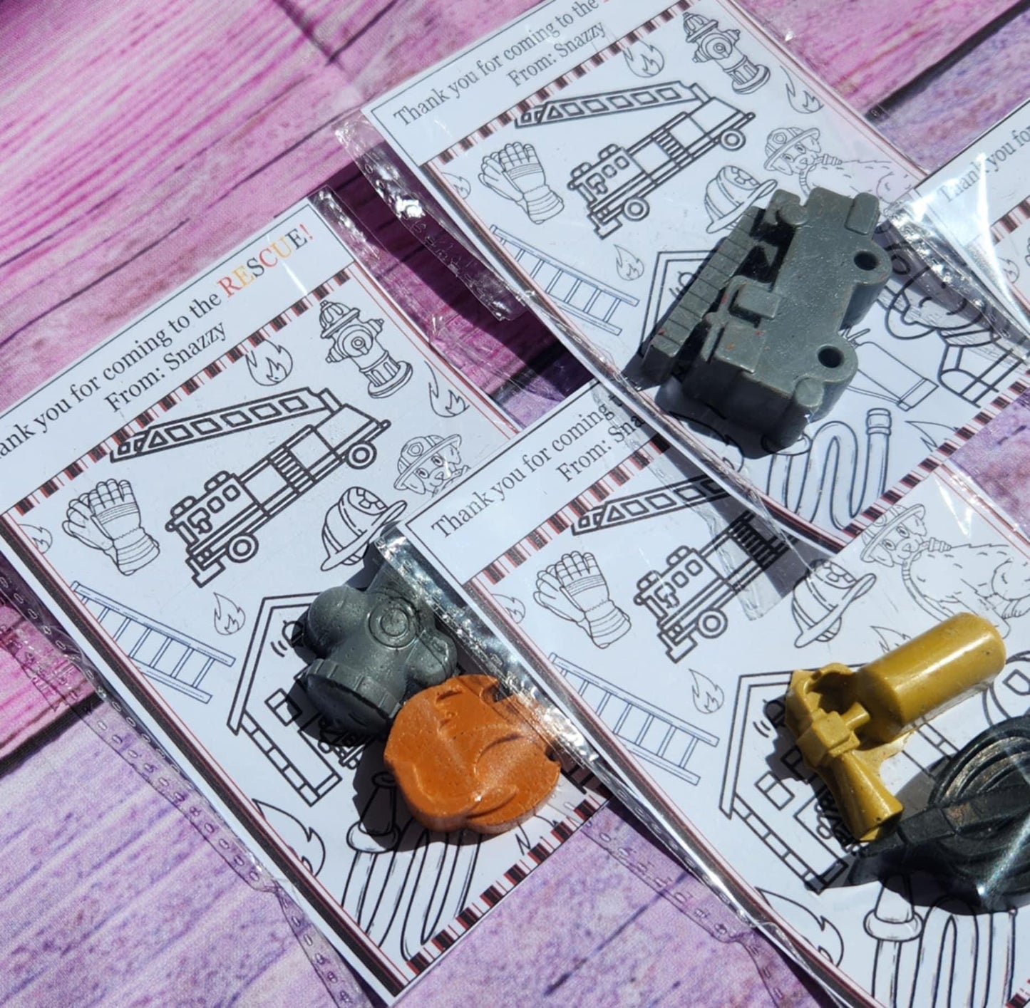 Firefighter Birthday Party Favors – Crayon Set & Coloring Card – Firetruck Party Favor – Kids Party Gift – Fire Truck Theme – Fun Activity