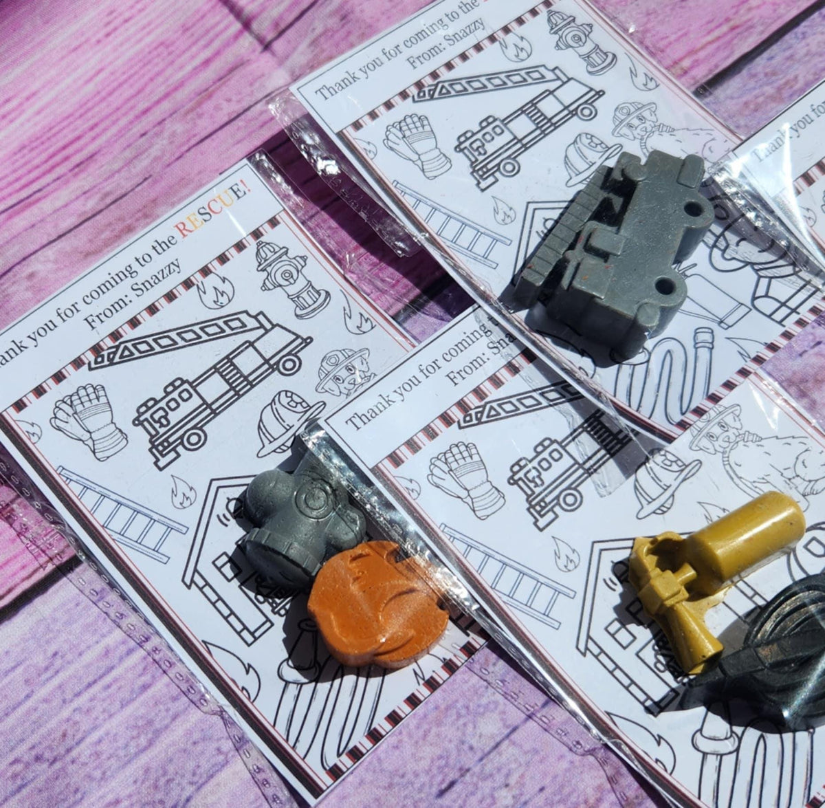 Firefighter Birthday Party Favors – Crayon Set & Coloring Card – Firetruck Party Favor – Kids Party Gift – Fire Truck Theme – Fun Activity