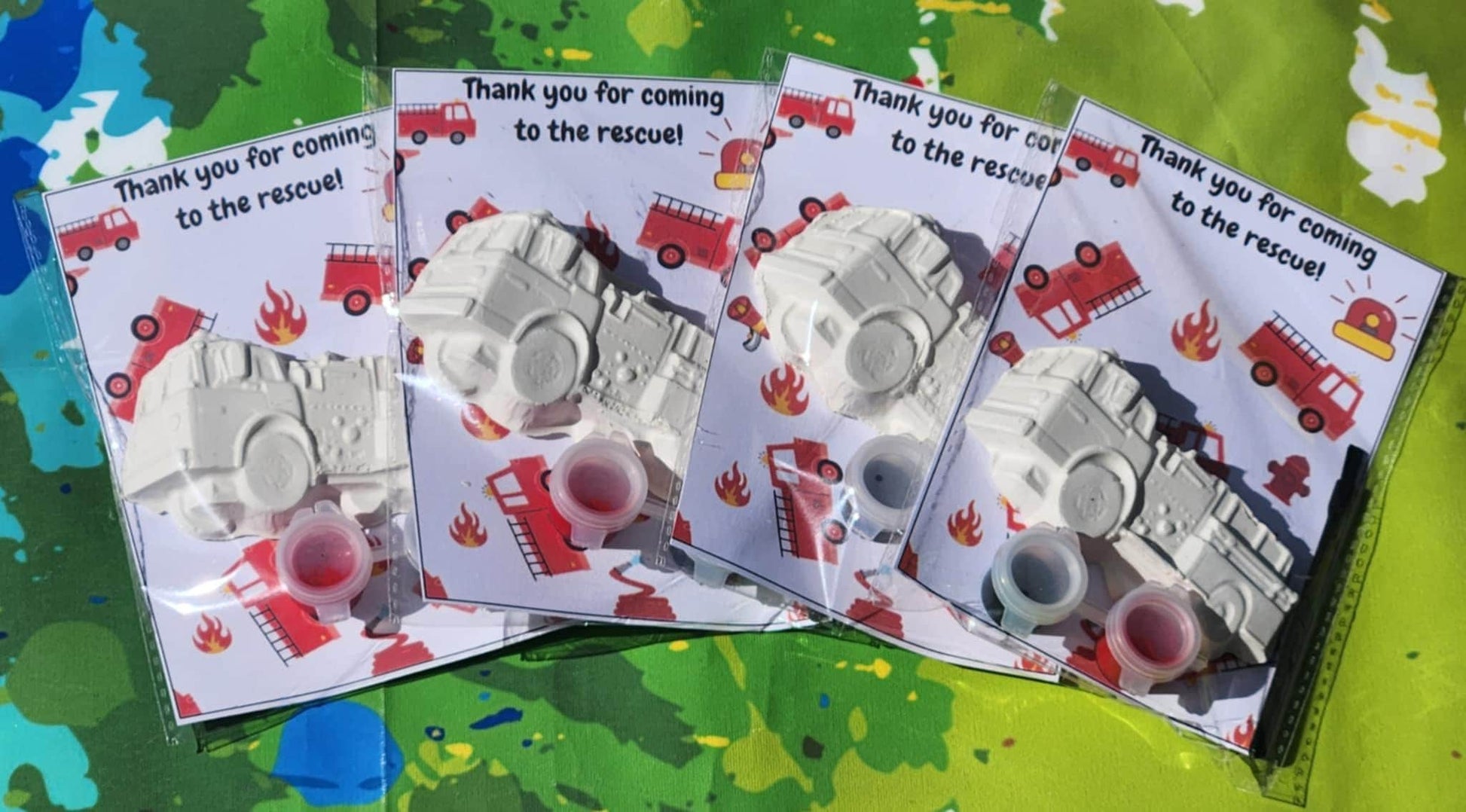Firetruck Paint Kit Party Favors for Kids | DIY Painting Activity | Firetruck Birthday Goodie Bags | Non-Toxic School Gifts | Party Supplies