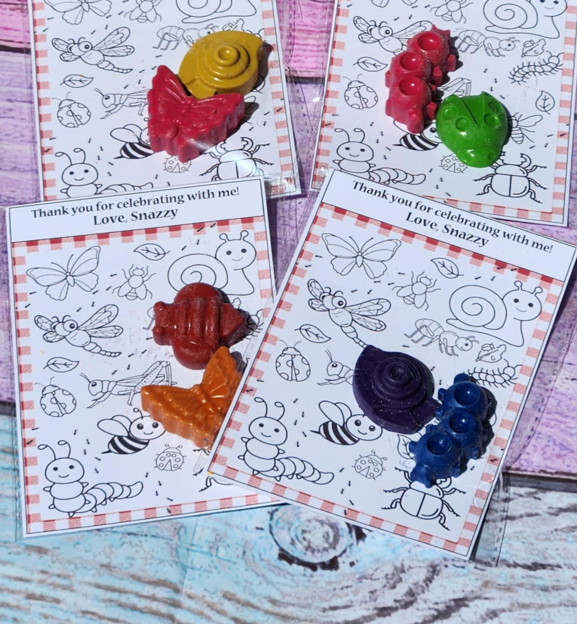 Bug Birthday Party Favors: Handmade Crayon Set with Coloring Card