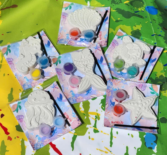 Girly Ocean Themed Paint Kits | Under the Sea Party Favors | DIY Kids Painting Activity | Girls Birthday Art Kit | Kids Paint Craft