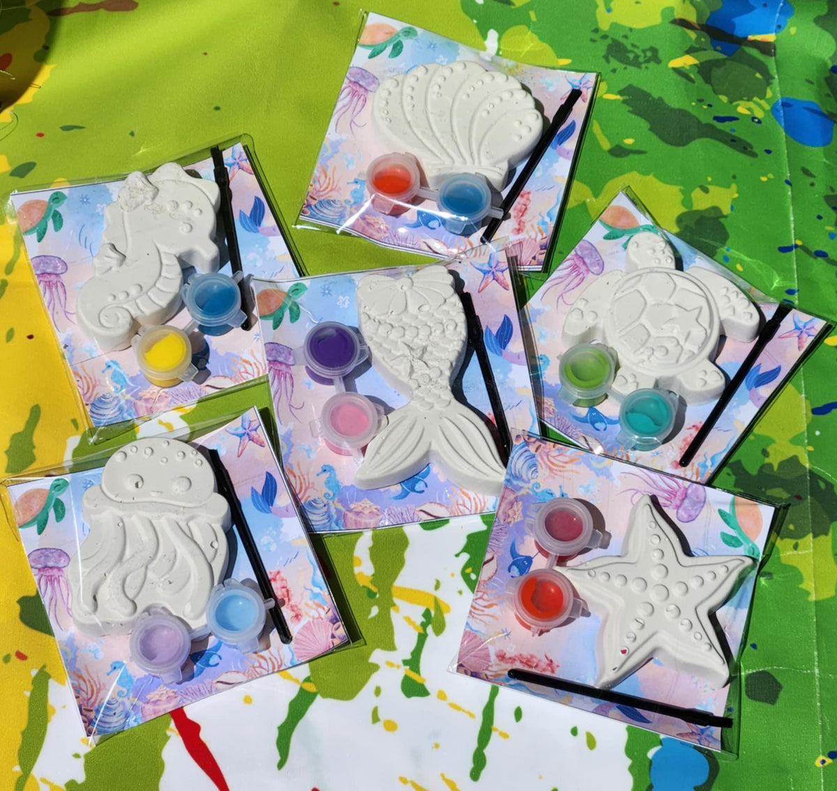 Girly Ocean Themed Paint Kits | Under the Sea Party Favors | DIY Kids Painting Activity | Girls Birthday Art Kit | Kids Paint Craft