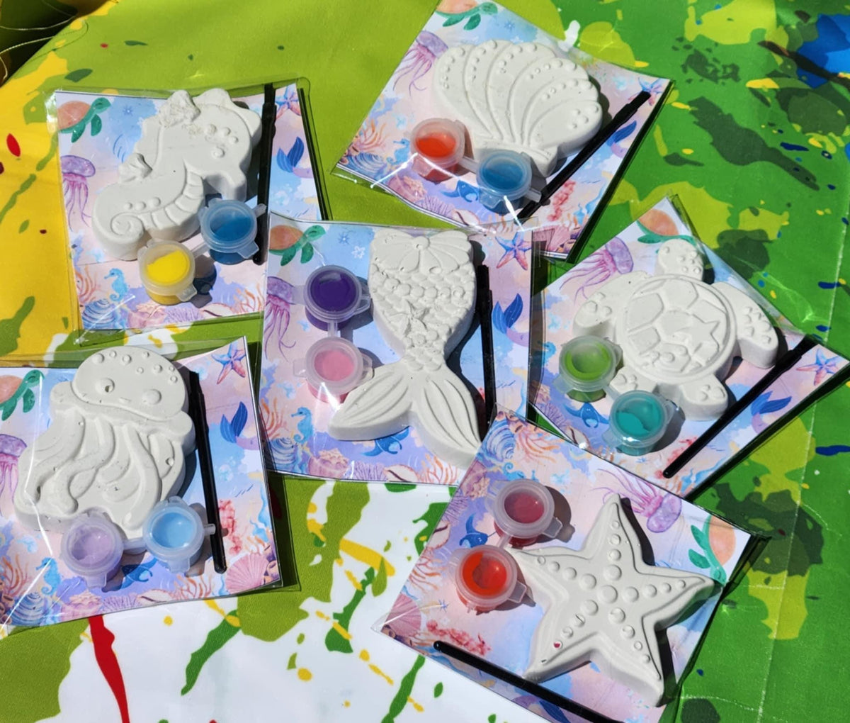 Girly Ocean Themed Paint Kits | Under the Sea Party Favors | DIY Kids Painting Activity | Girls Birthday Art Kit | Kids Paint Craft