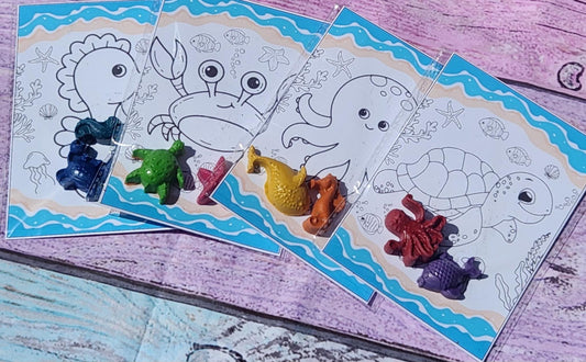 Under the Sea Crayon Party Favors | Ocean Crayons | Kids Birthday Favor | Ocean Themed Party Supplies | Mermaid Party Goodie Bags