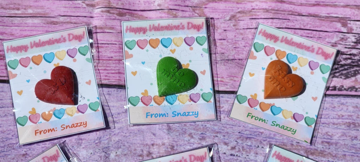 Conversation Heart Valentine Crayons with Card | Kids Valentines Day Favors | Classroom Handouts | Personalized Valentine Gifts