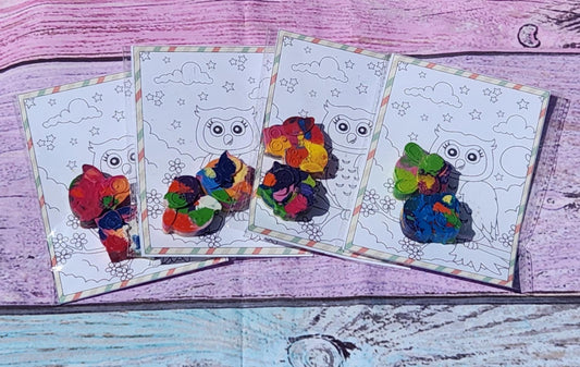 Owl Coloring Page with Crayon Kit: Woodland Party Favor