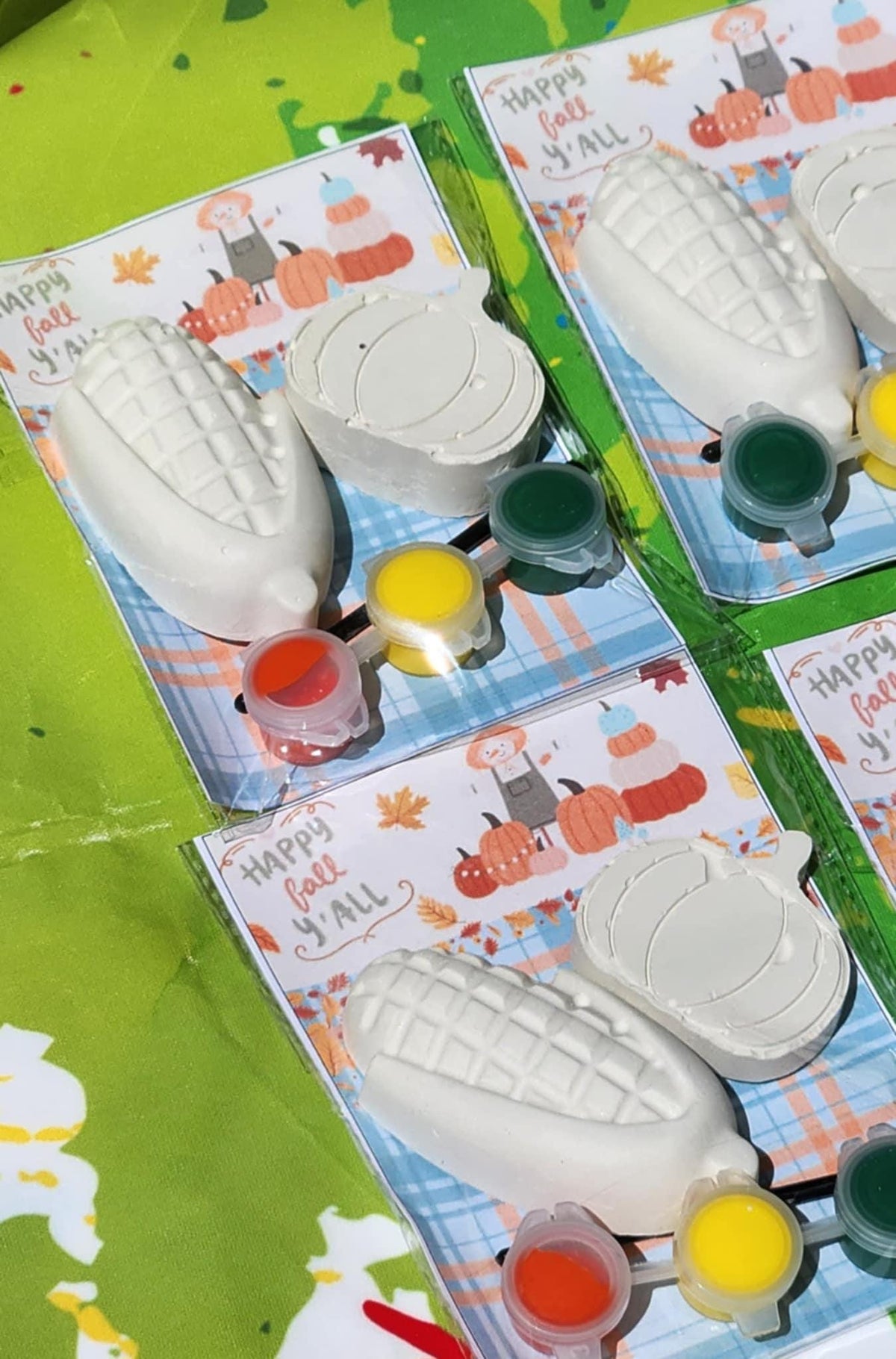 Corn & Pumpkin DIY Paint Kit – Thanksgiving Kids Craft – Fall Party Favor – Plaster Painting Activity – Autumn Gift – Paint Your Own
