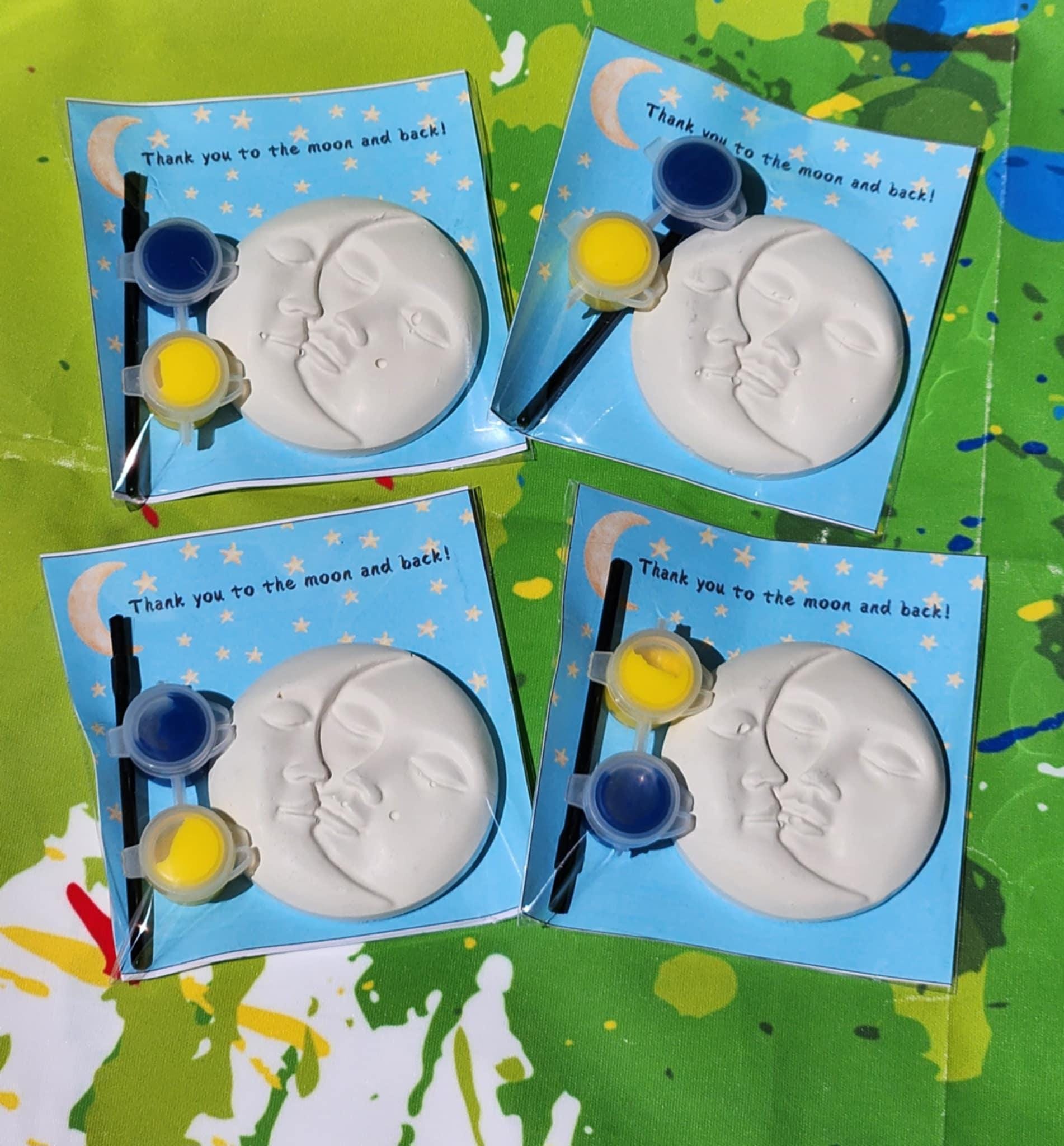 Moon Paint Kit Party Favor – Kids Birthday Craft – DIY Moon Plaster Painting Kit – Non-Toxic Paints –Space Party Activity – Outer Space Gift