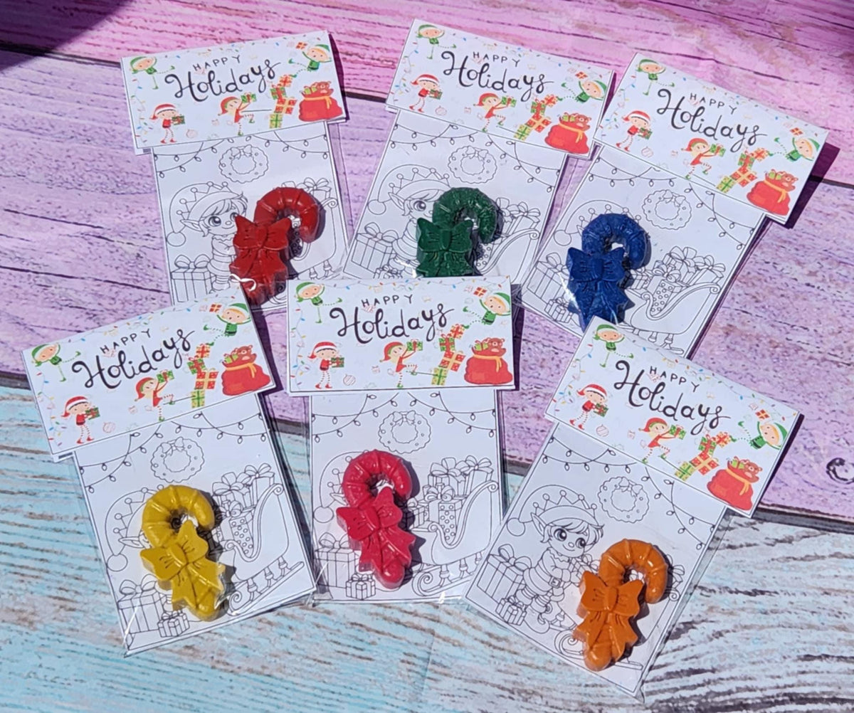 Elf Coloring Kit with Candy Cane Crayons – Christmas Party Favors – Elf Toy Shop Gifts – Holiday Classroom Handouts – Kids Crayon Set