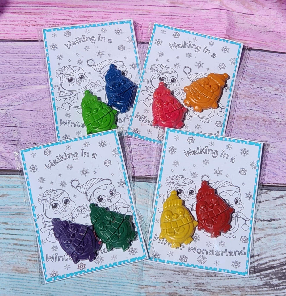 Penguin Crayon and Coloring Kit – Christmas Party Favors for Kids – Holiday Crayon Gift – Penguin Coloring Page – Non-Toxic Crayons