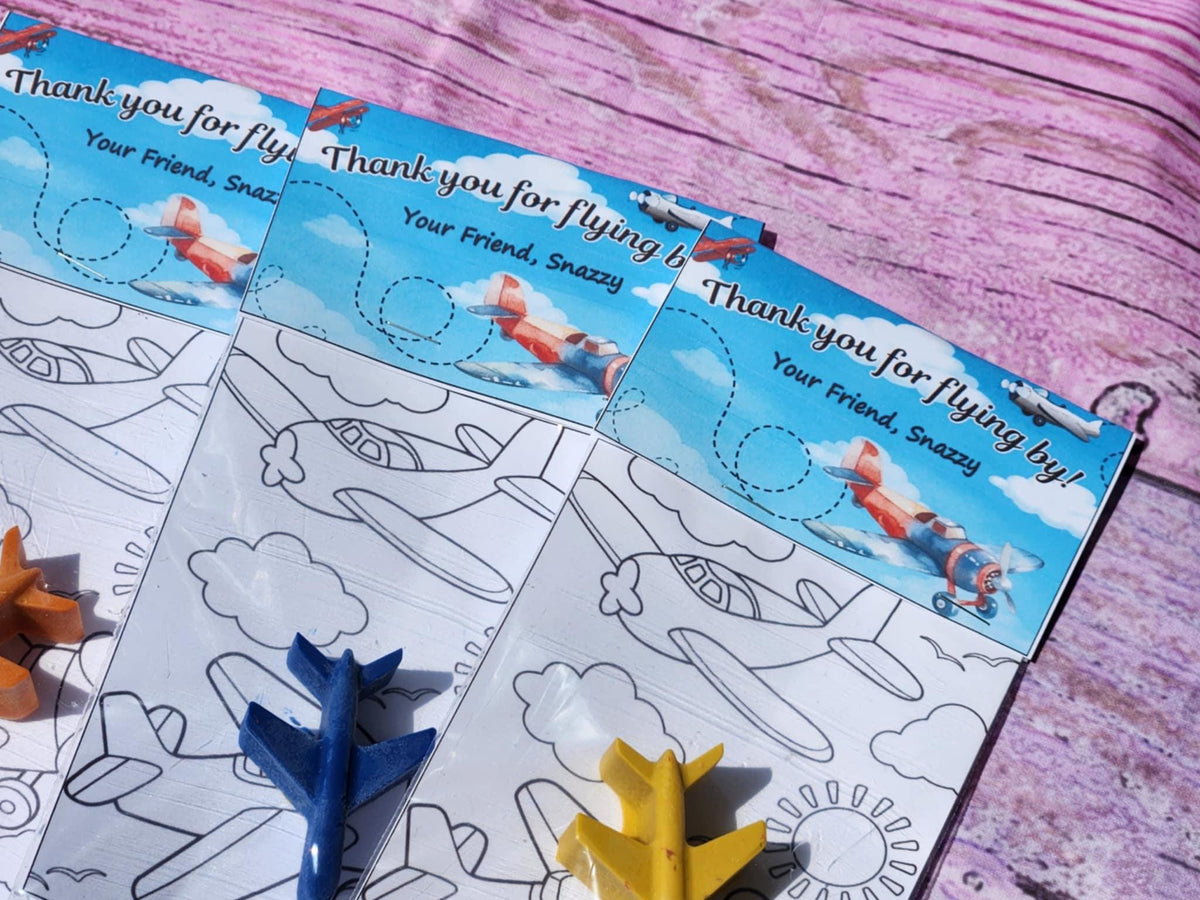 Airplane Birthday Coloring Kits | Party Favors for Kids | Airplane Crayons | Non-Toxic | Pilot Party Gifts | Travel Theme Party Favors