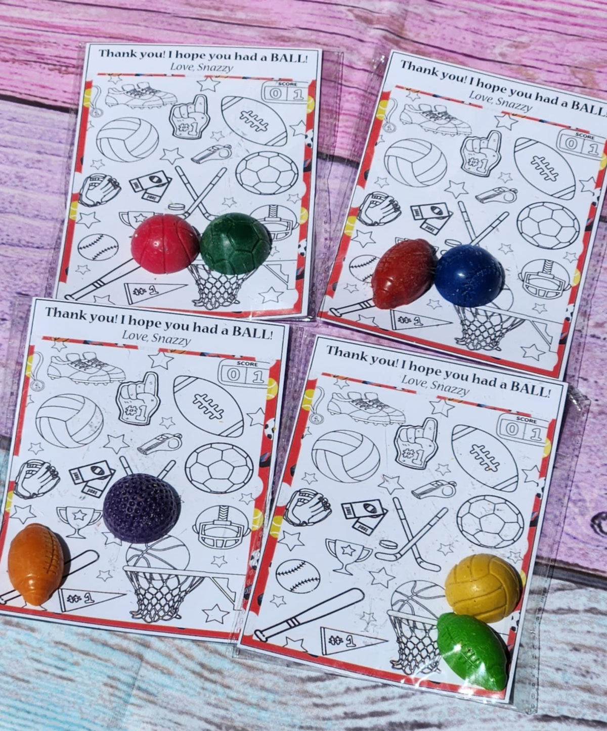 Sports Birthday Crayon Coloring Kit: Personalized Party Favors
