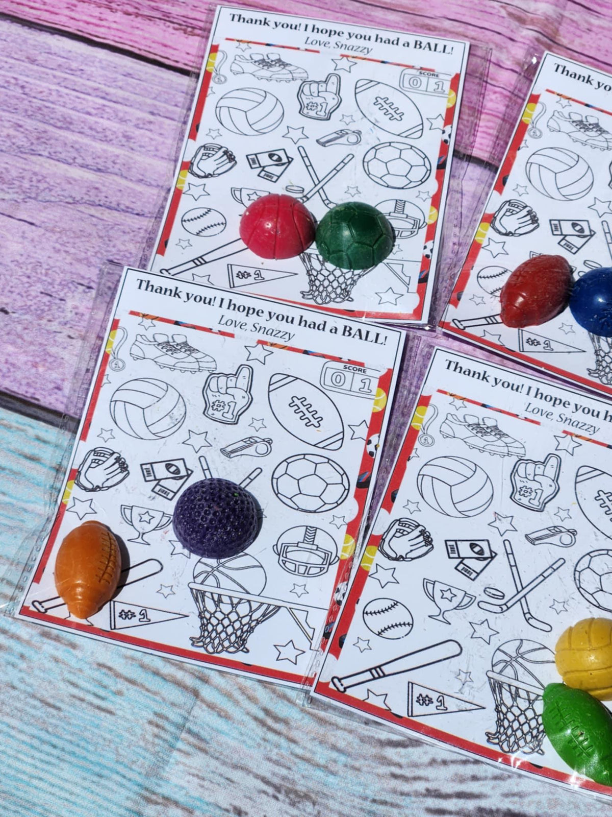 Sports Birthday Crayon Coloring Kit: Personalized Party Favors
