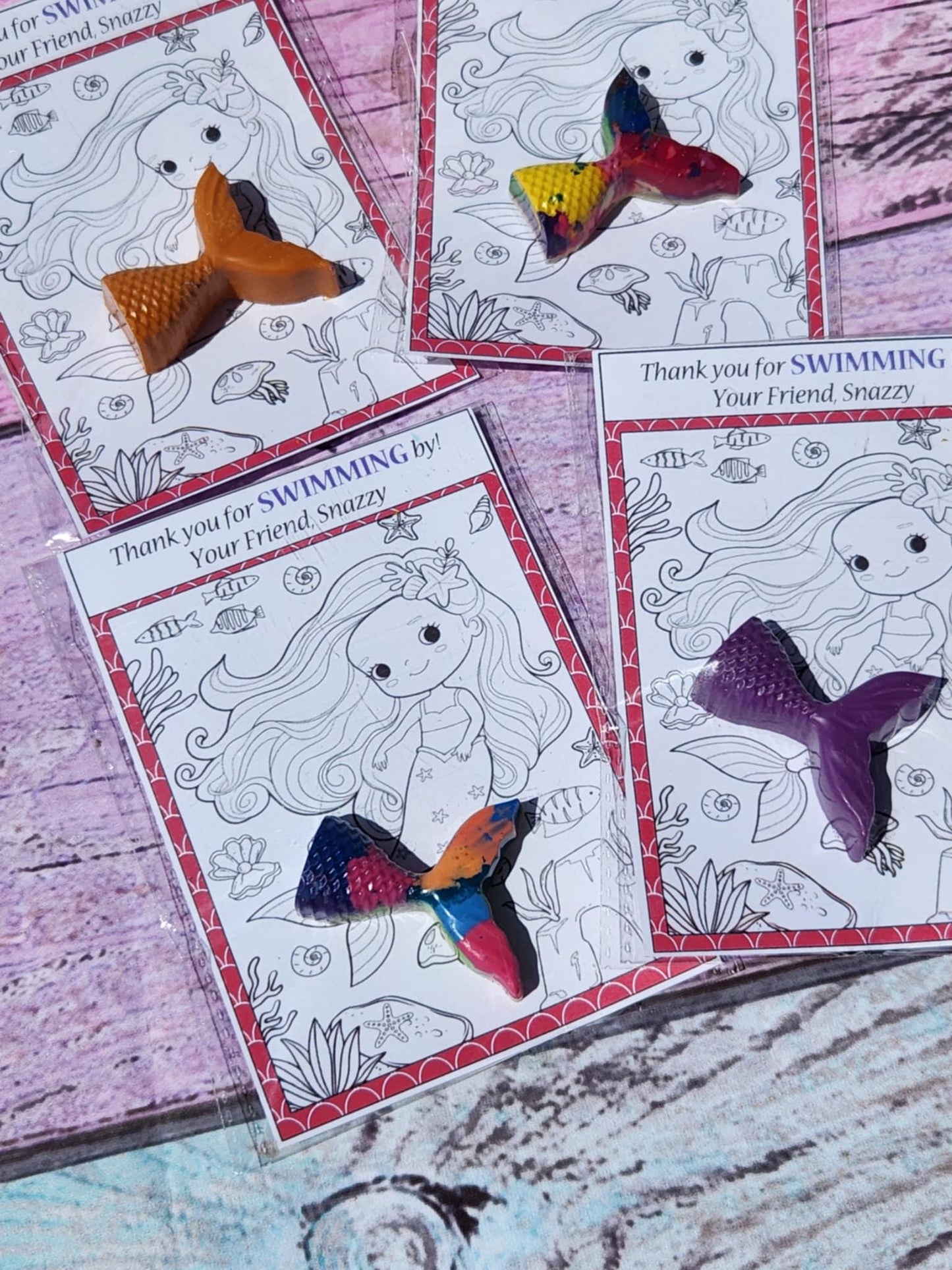 Mermaid Crayon Party Favors | Kids Birthday Gifts | Unique Mermaid Themed with Coloring Card l Mermaid Theme Birthday Favors l Mermaid Gifts