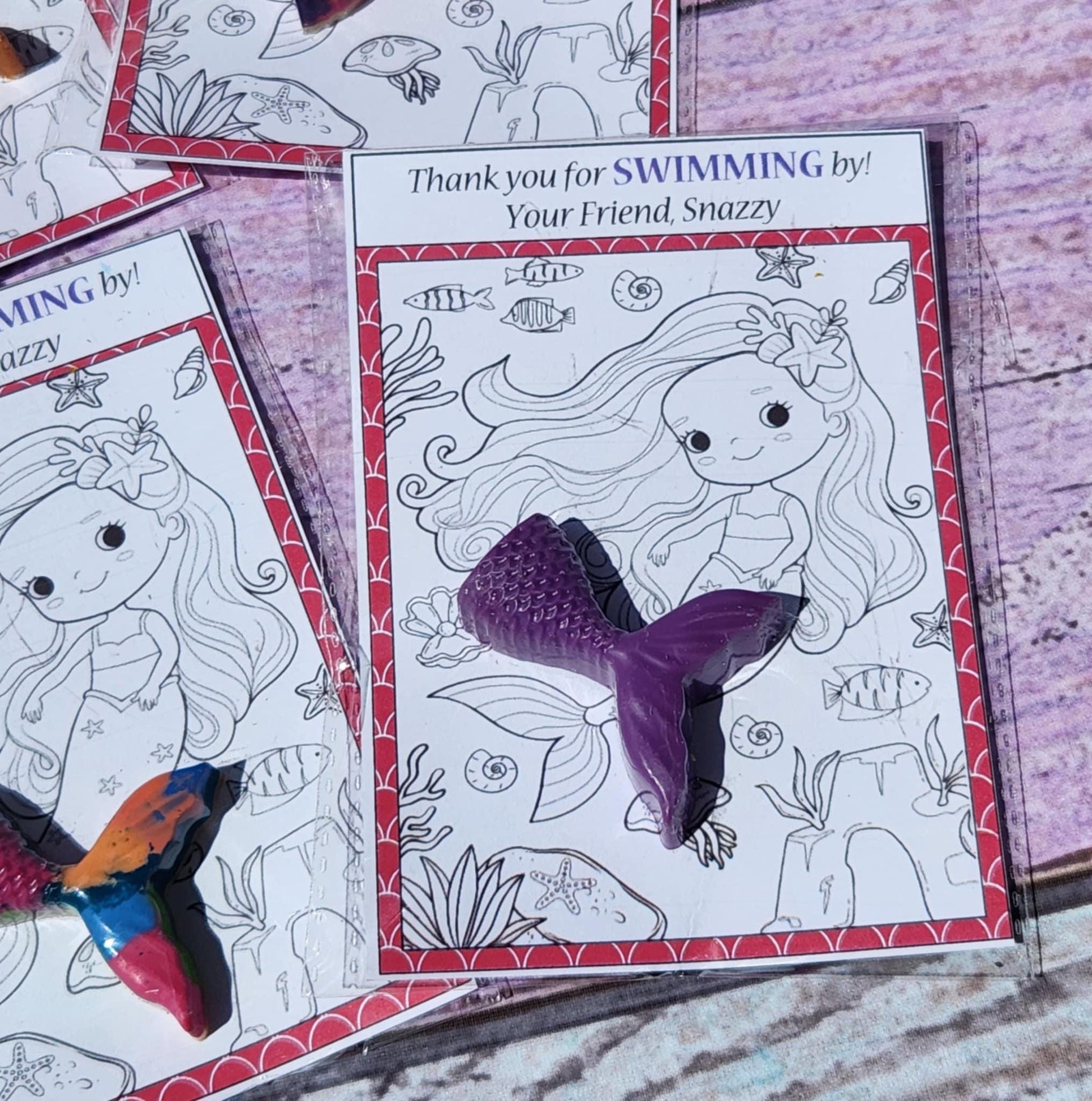 Mermaid Crayon Party Favors | Kids Birthday Gifts | Unique Mermaid Themed with Coloring Card l Mermaid Theme Birthday Favors l Mermaid Gifts