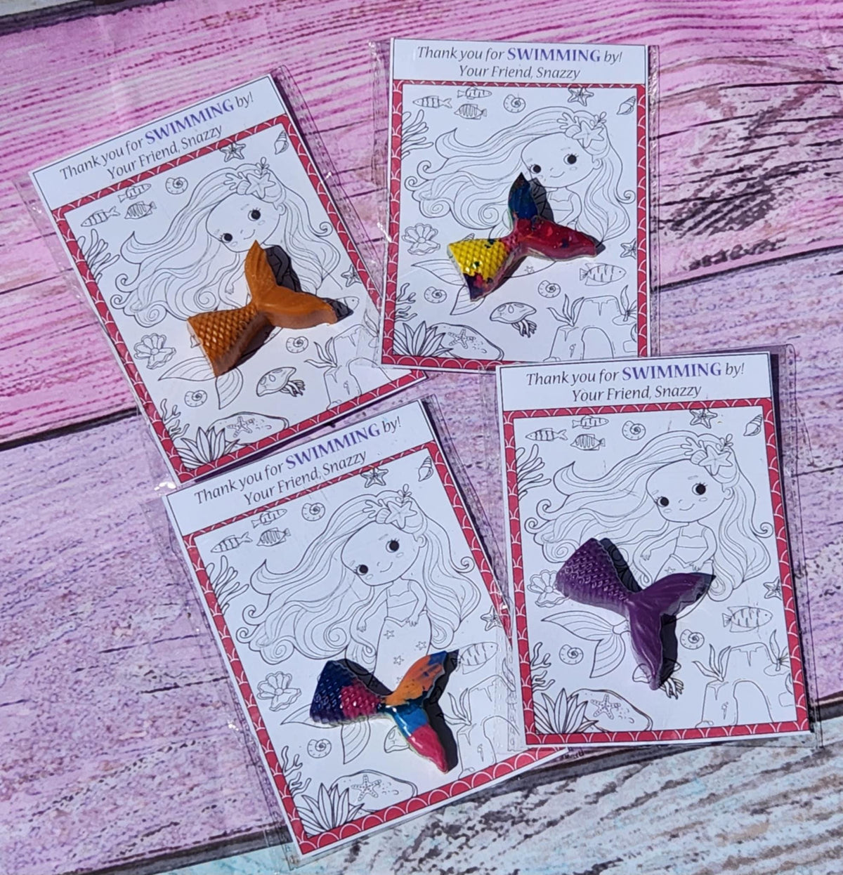Mermaid Crayon Party Favors | Kids Birthday Gifts | Unique Mermaid Themed with Coloring Card l Mermaid Theme Birthday Favors l Mermaid Gifts