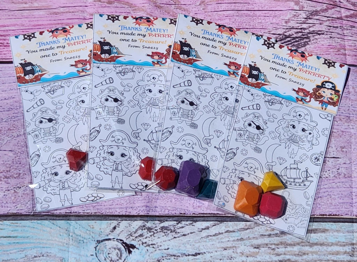 Pirate Girl Coloring Kit with Gem Crayons | Party Favors & Fillers | Non-Toxic Kids Crayons | Pirate Birthday Party Supplies