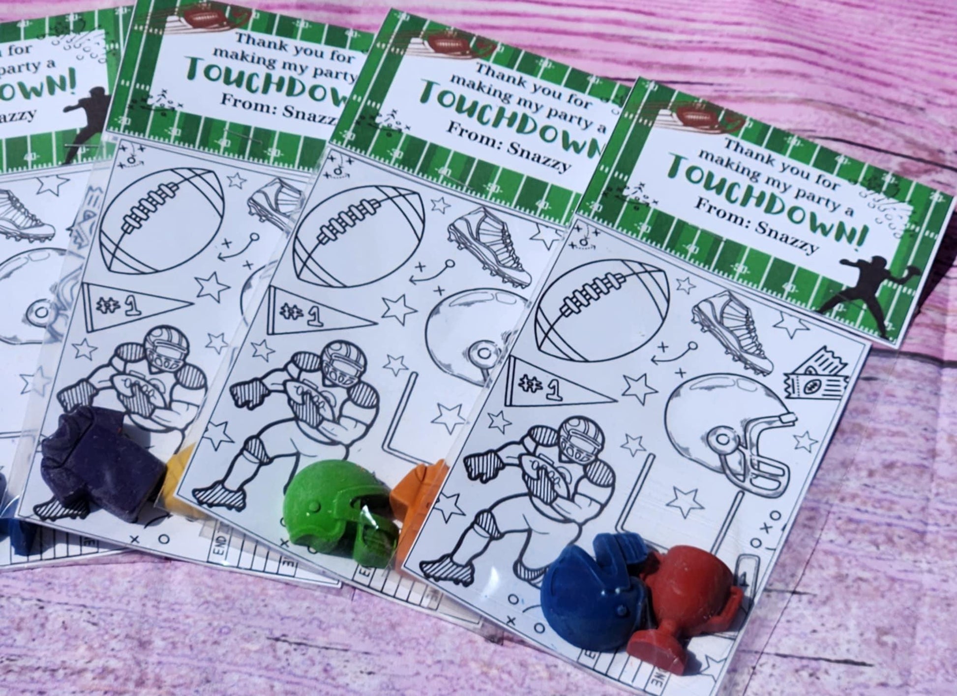 Football Crayons & Coloring Kit | Party Favors l Thank You Gifts | Game Day Party | Kids Classroom Gift | Non-Toxic