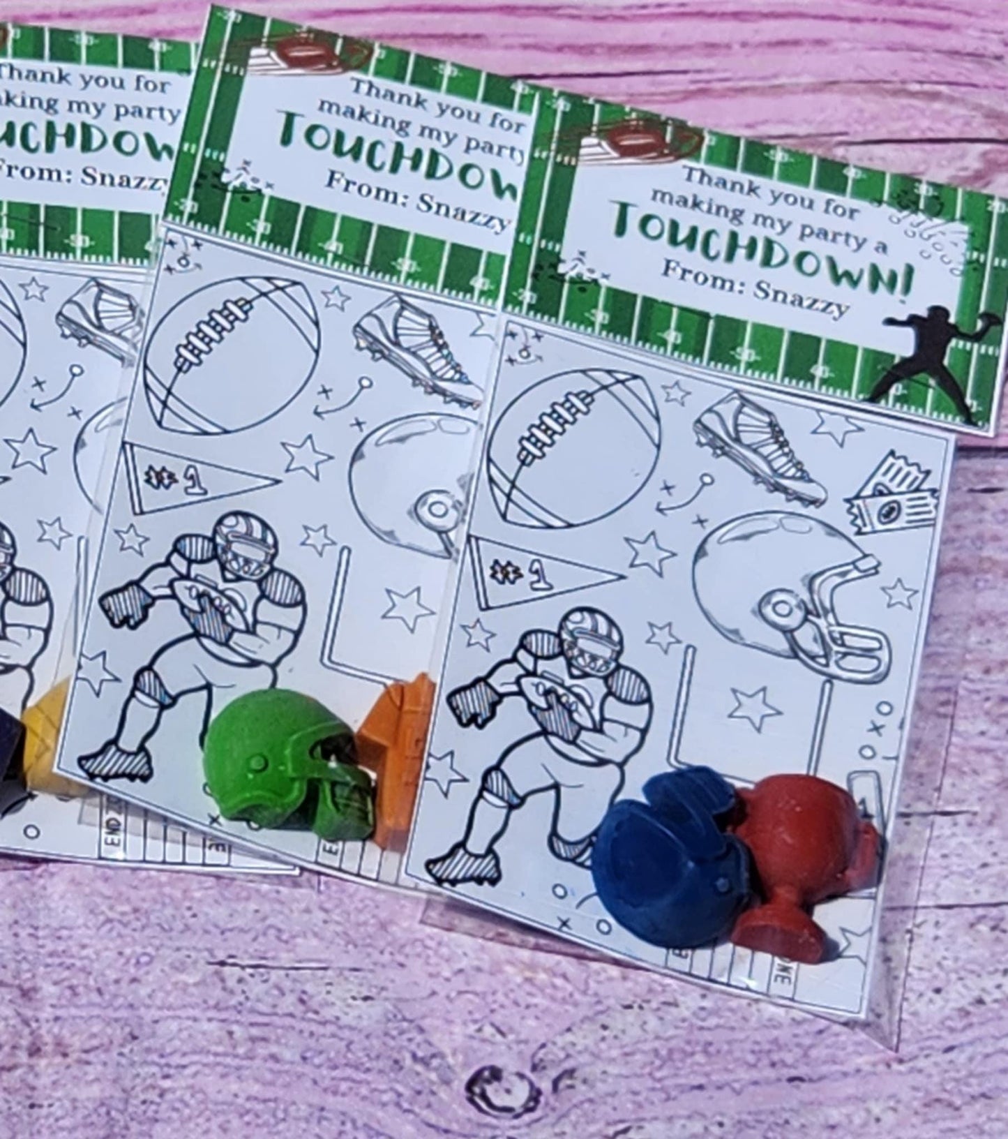Football Crayons & Coloring Kit | Party Favors l Thank You Gifts | Game Day Party | Kids Classroom Gift | Non-Toxic