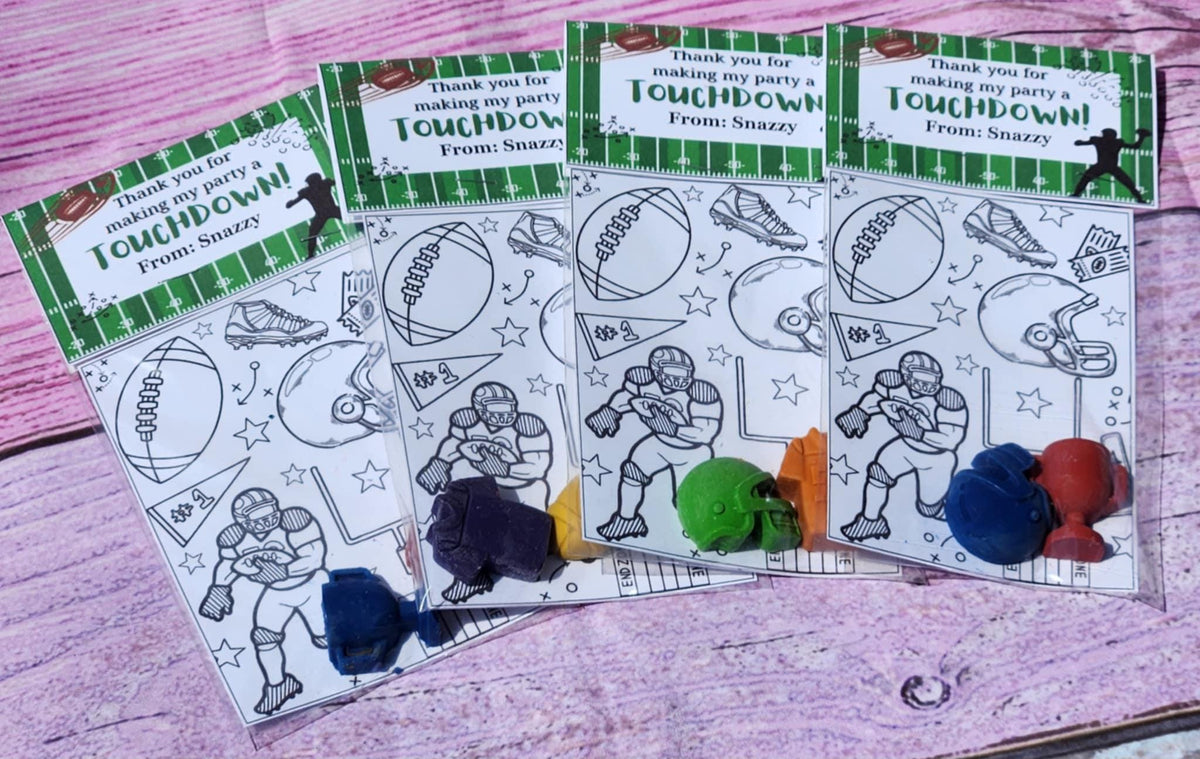 Football Crayons & Coloring Kit | Party Favors l Thank You Gifts | Game Day Party | Kids Classroom Gift | Non-Toxic