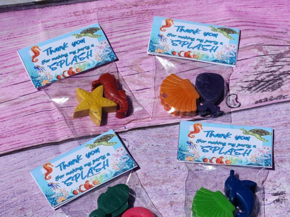 Ocean Theme Crayons for Kids | Under the Sea Party Favors | Non-Toxic Sea Life Crayons | Kids Birthday Party Supplies