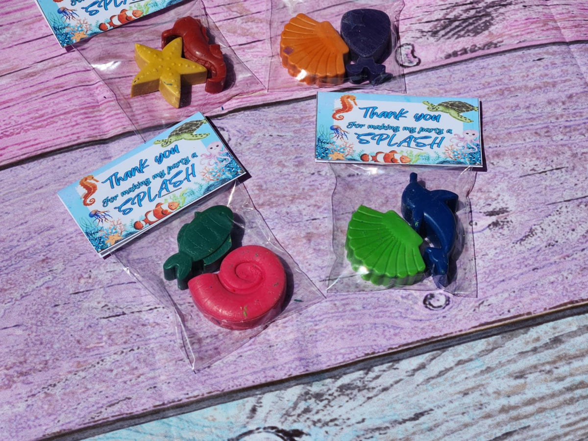 Ocean Theme Crayons for Kids | Under the Sea Party Favors | Non-Toxic Sea Life Crayons | Kids Birthday Party Supplies
