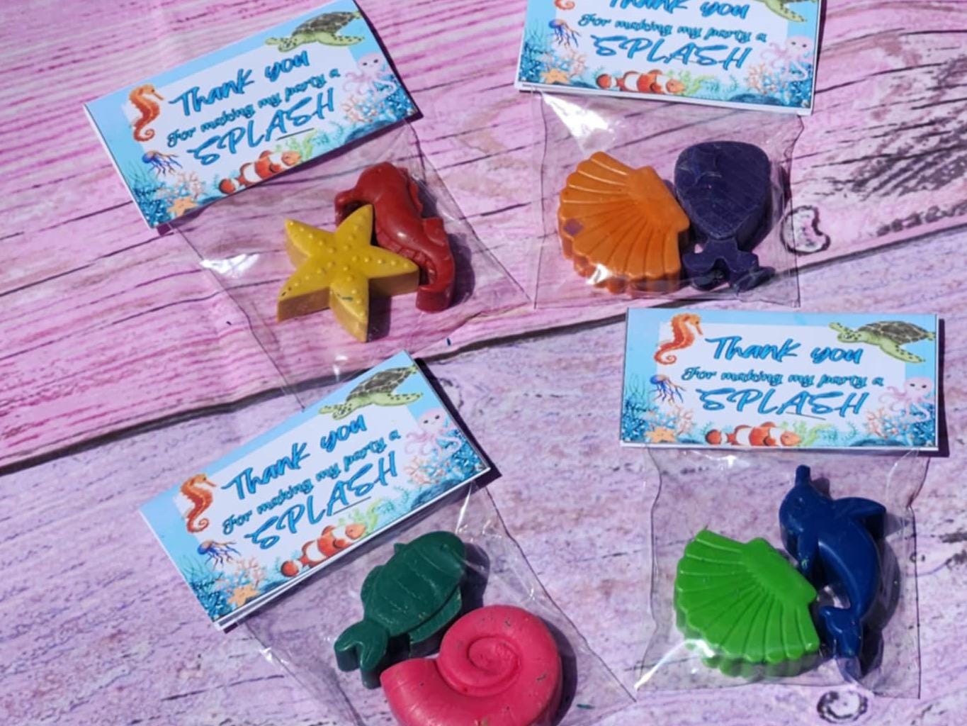 Ocean Theme Crayons for Kids | Under the Sea Party Favors | Non-Toxic Sea Life Crayons | Kids Birthday Party Supplies