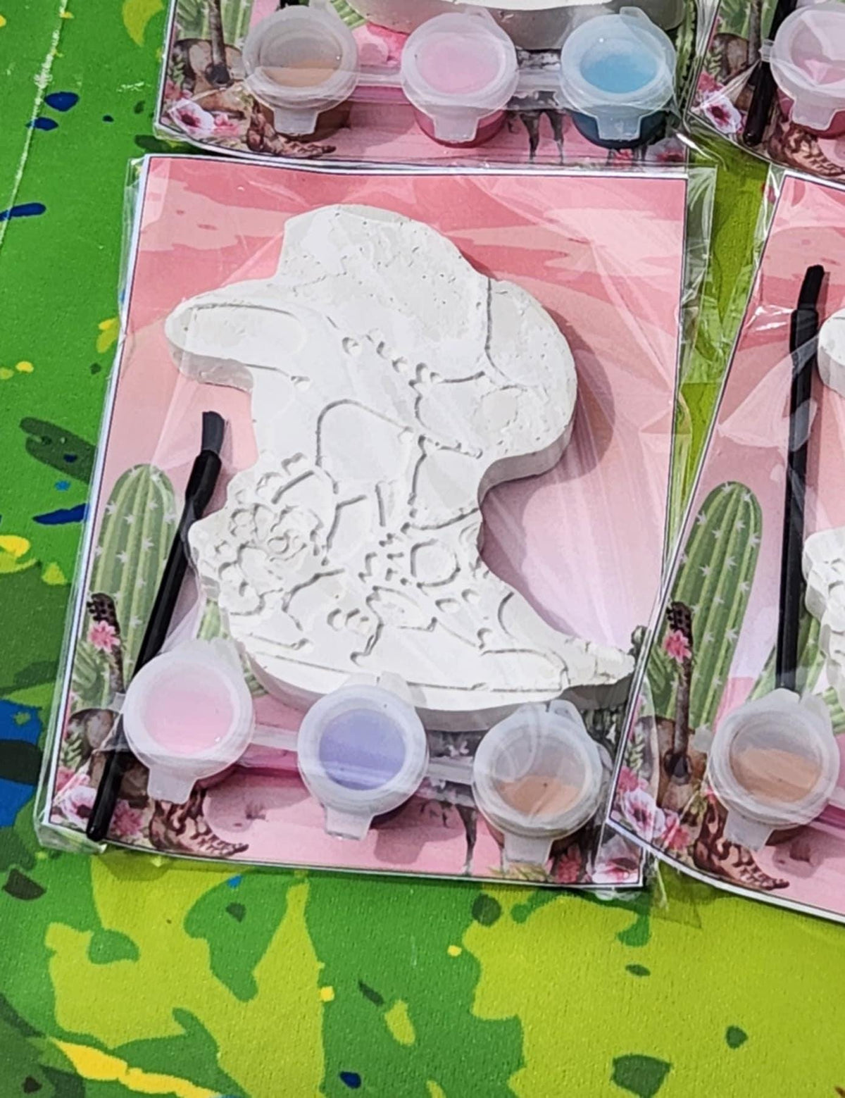 Cowgirl Party Favors | Plaster Paint Kit Activity | Non-Toxic Kids Craft | Boots & Saddle Up Fun l Cowgirl Birthday Theme Gifts