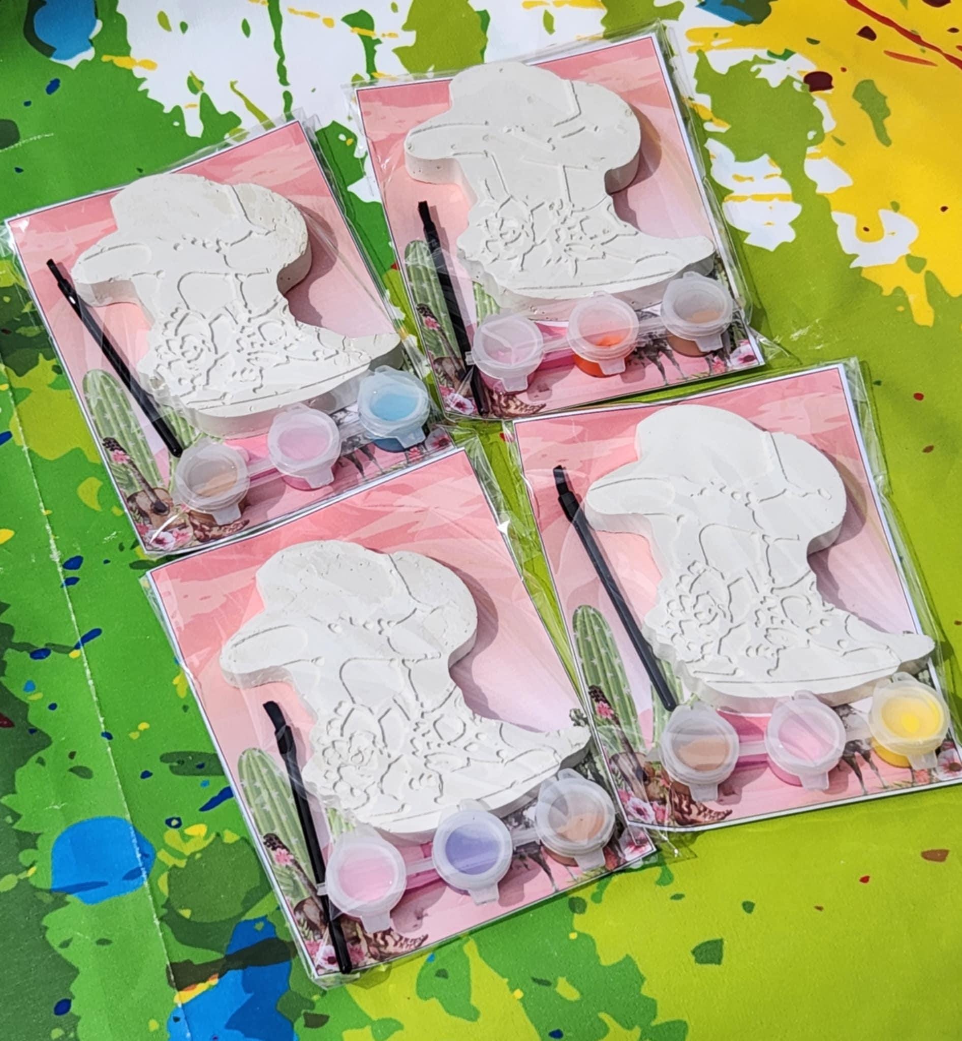 Cowgirl Party Favors | Plaster Paint Kit Activity | Non-Toxic Kids Craft | Boots & Saddle Up Fun l Cowgirl Birthday Theme Gifts