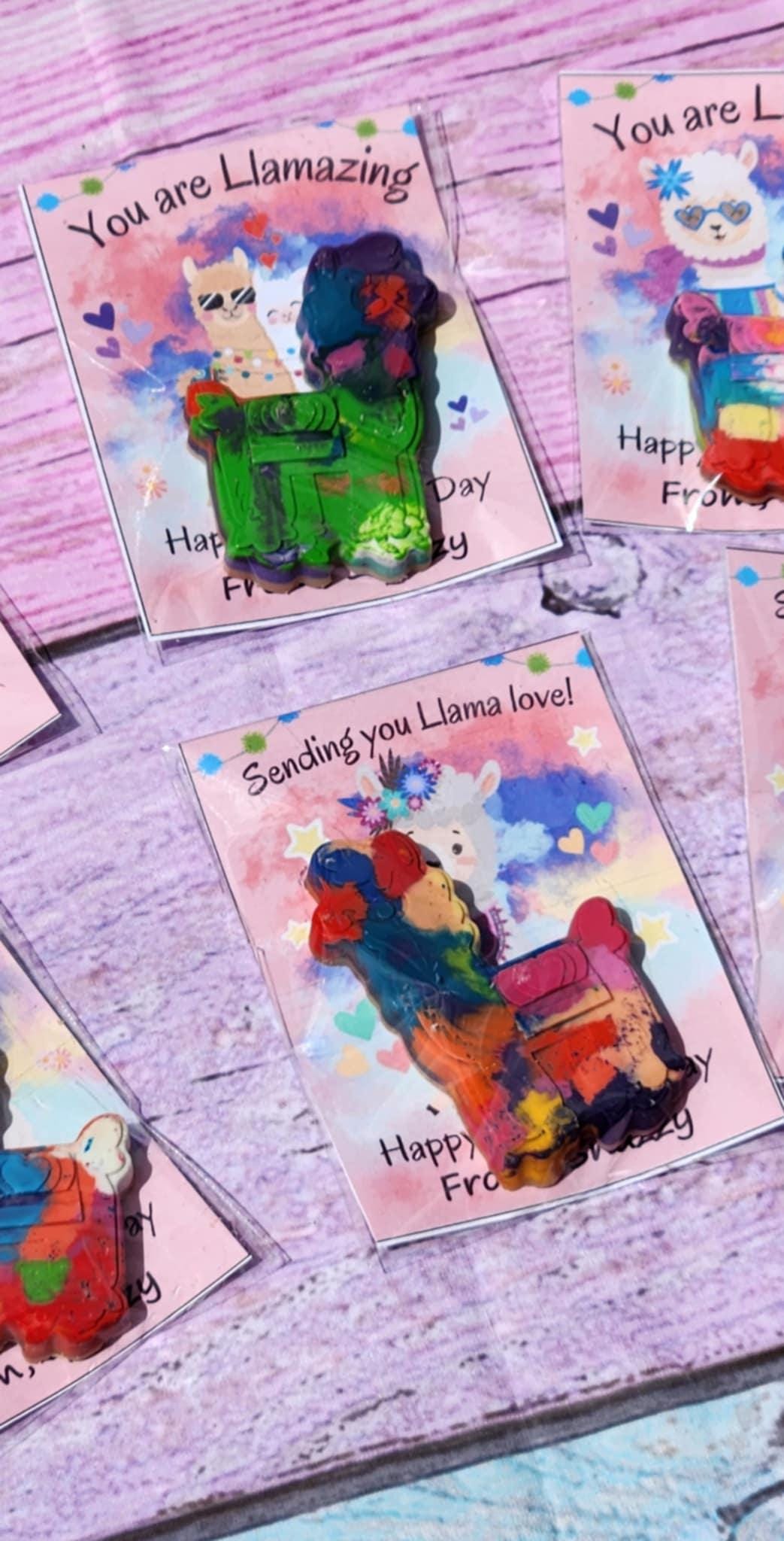Llama Valentines Day Cards l Valentines Day Cards Llama l Llama Crayons l Valentine's Day gift for Kids l Kids Valetines Day Cards