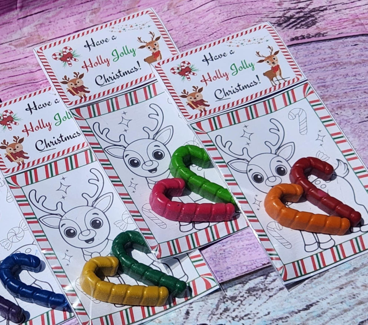Reindeer Coloring Card with Candy Cane Crayon | Holiday Party Favor | Classroom Gift | Stocking Stuffer | Kids Christmas Activity