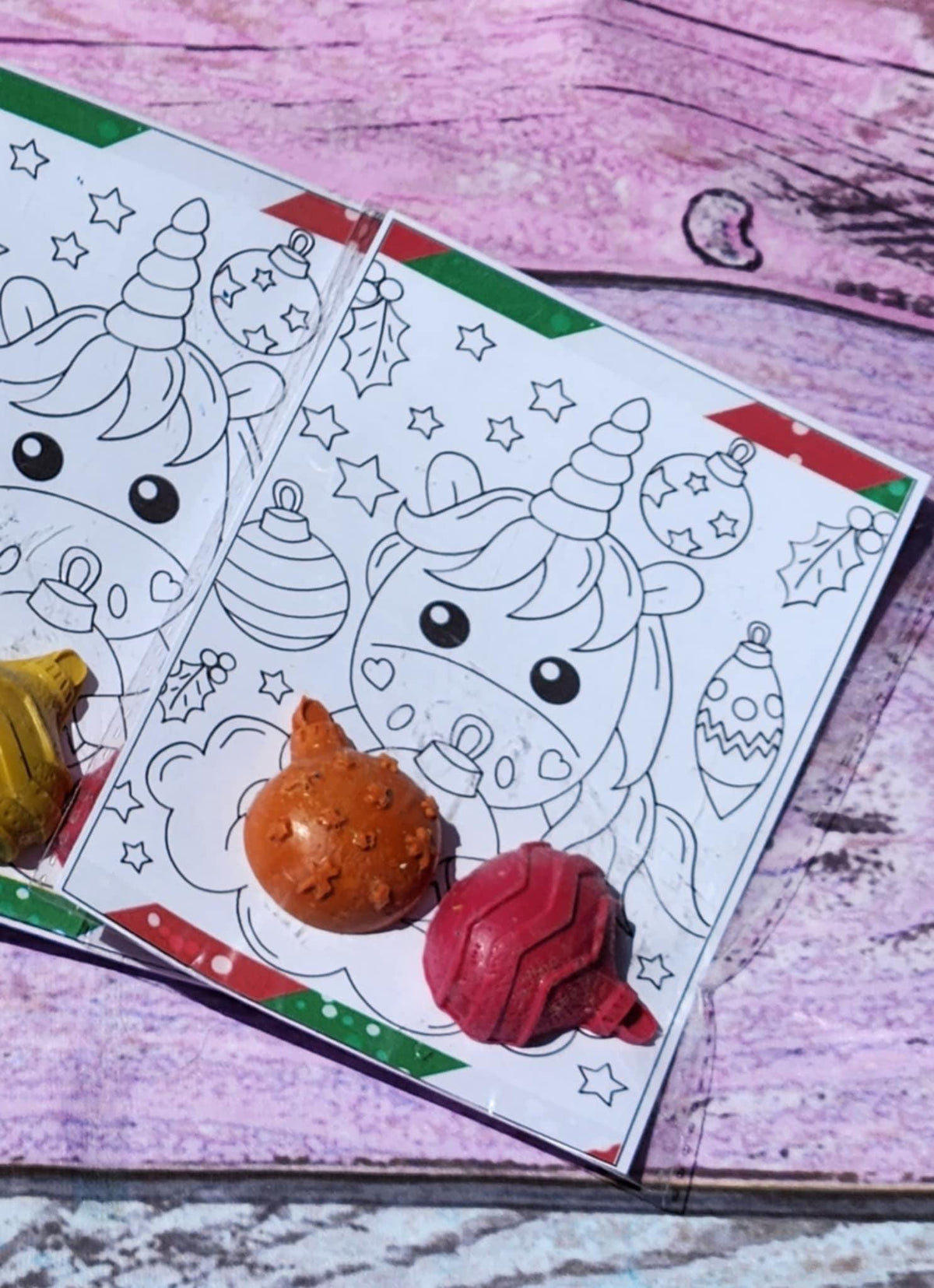 Unicorn Ornament Crayons & Christmas Tree Coloring Kit: Holiday Party Favors