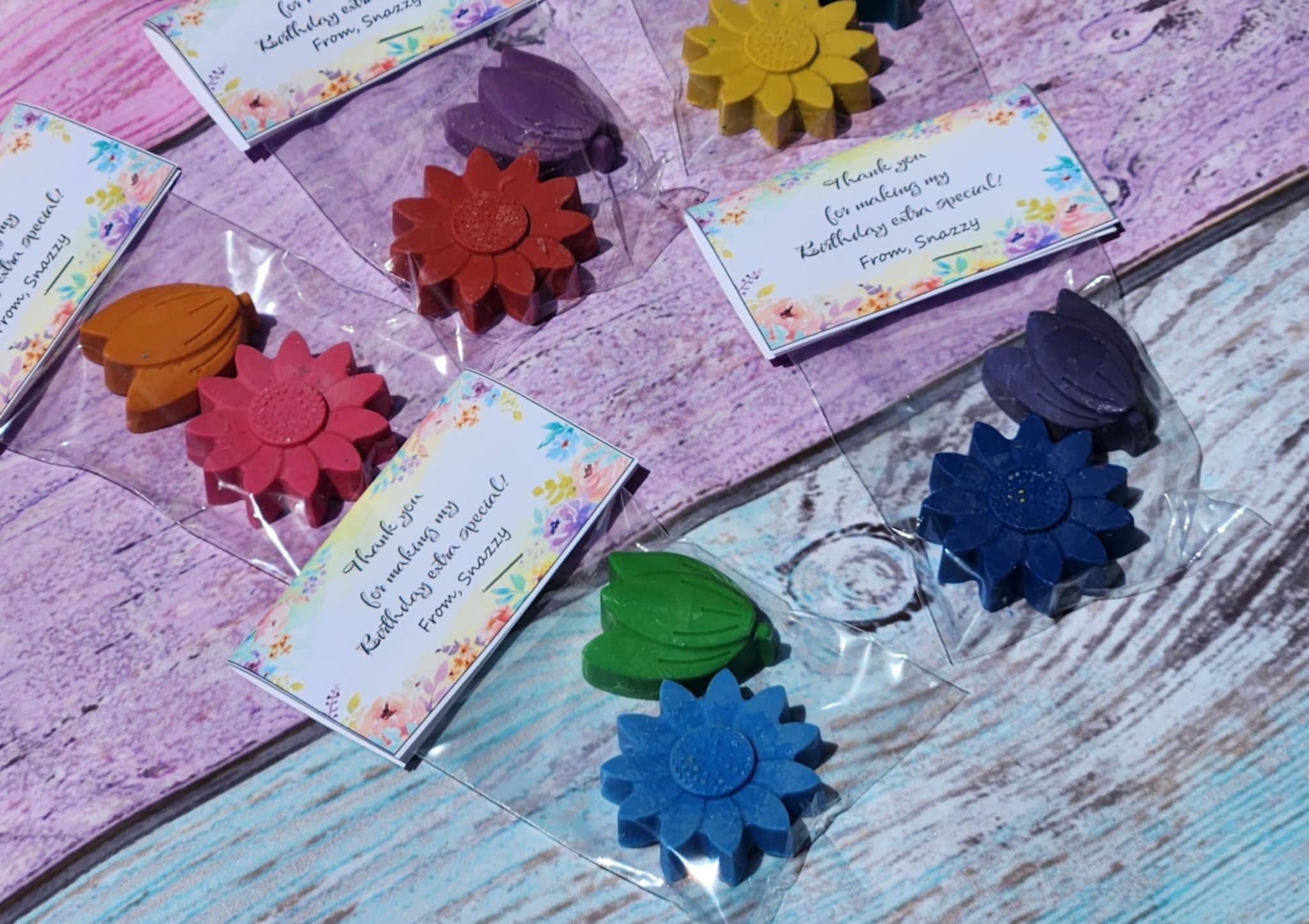 Flower Crayons Party Favors: Tulip & Sunflower, Non-Toxic Kids Birthday