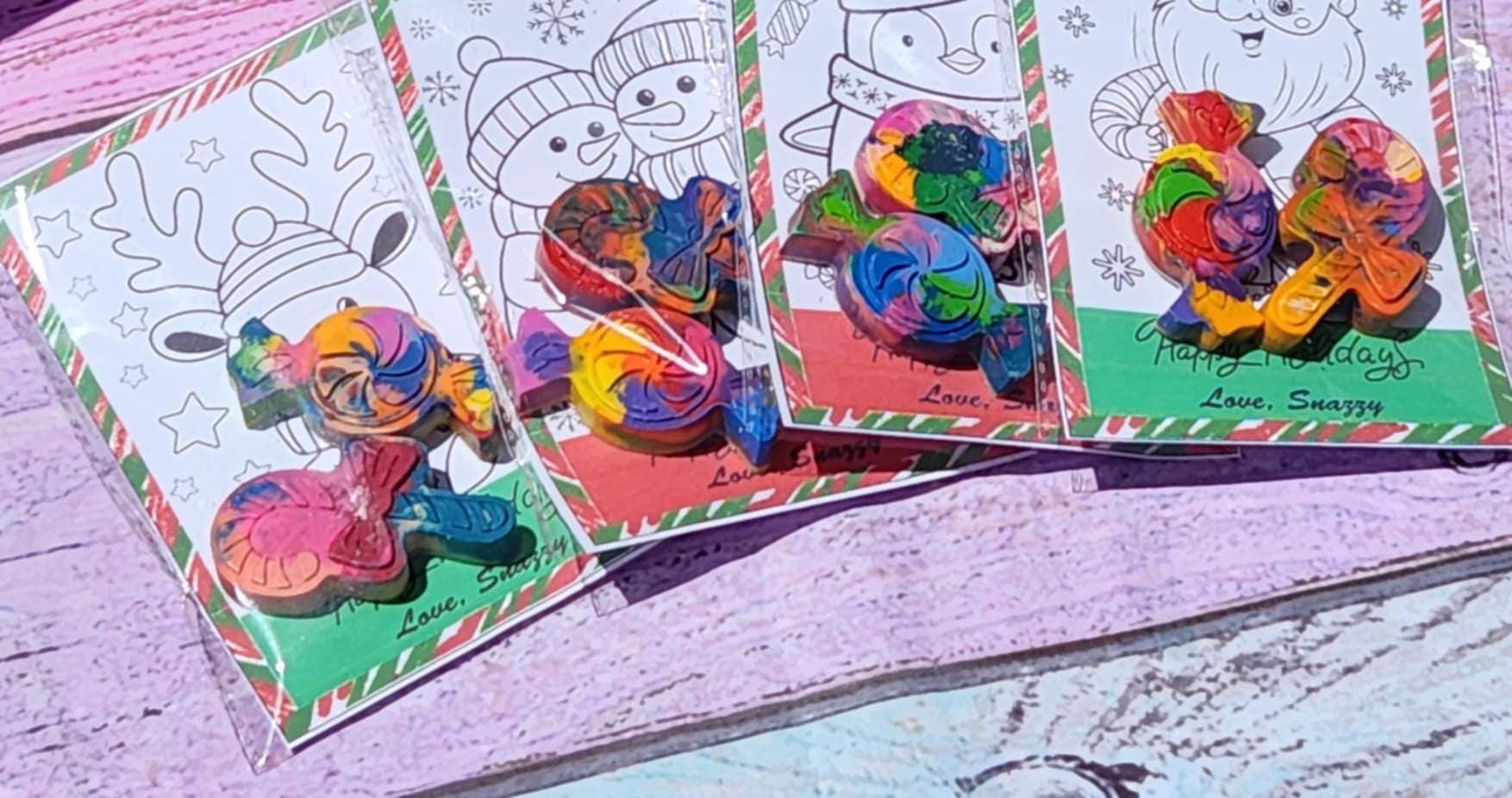 Christmas Crayon Coloring Kit | Candy Cane & Gumdrop Crayons | Holiday Kids Favor | Christmas Party Activity | Stocking Stuffer Idea
