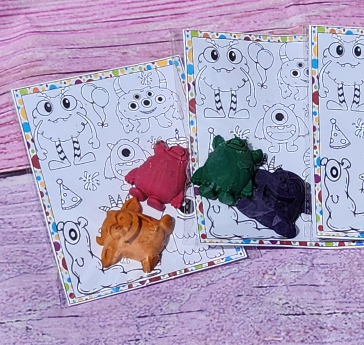 Monster Crayons Party Favors: Handmade Kids Art with Coloring Page