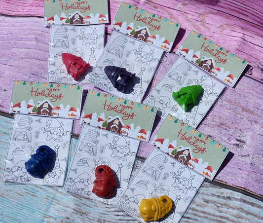Christmas Gnome Crayons – Holiday Party Favors | Classroom Handouts | Non-Candy Christmas Gifts for Kids | Coloring Kit