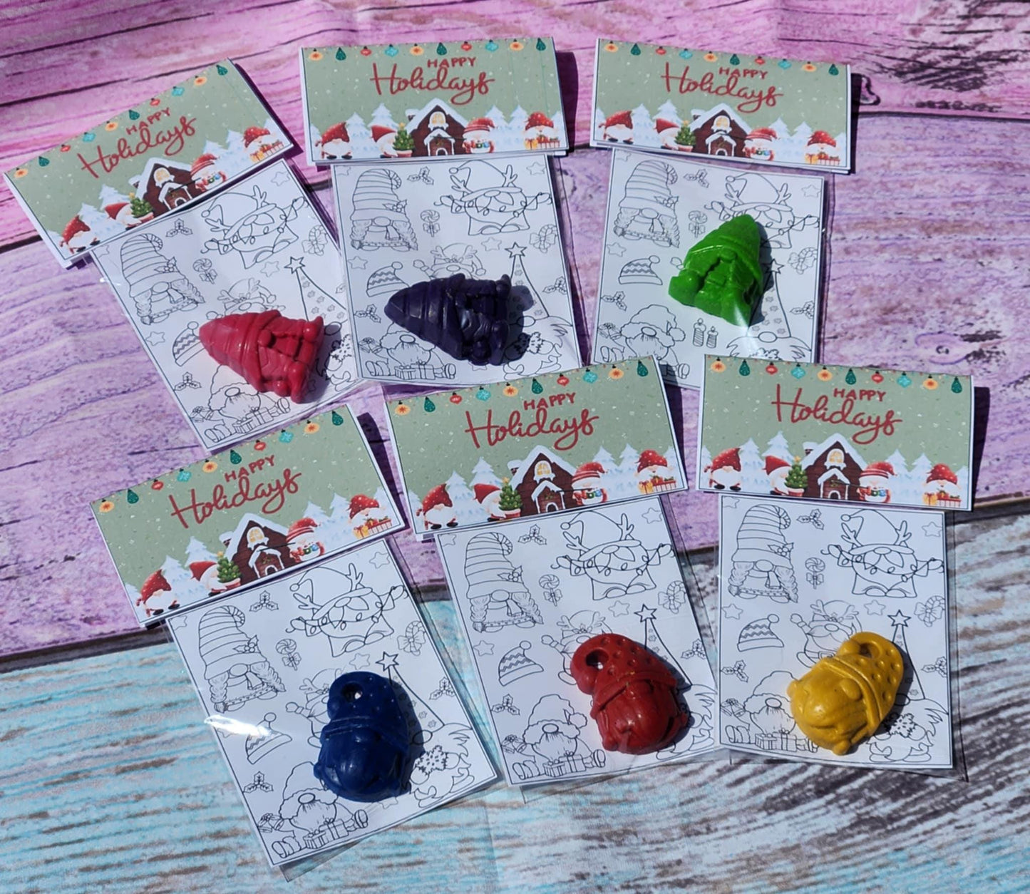 Christmas Gnome Crayons – Holiday Party Favors | Classroom Handouts | Non-Candy Christmas Gifts for Kids | Coloring Kit