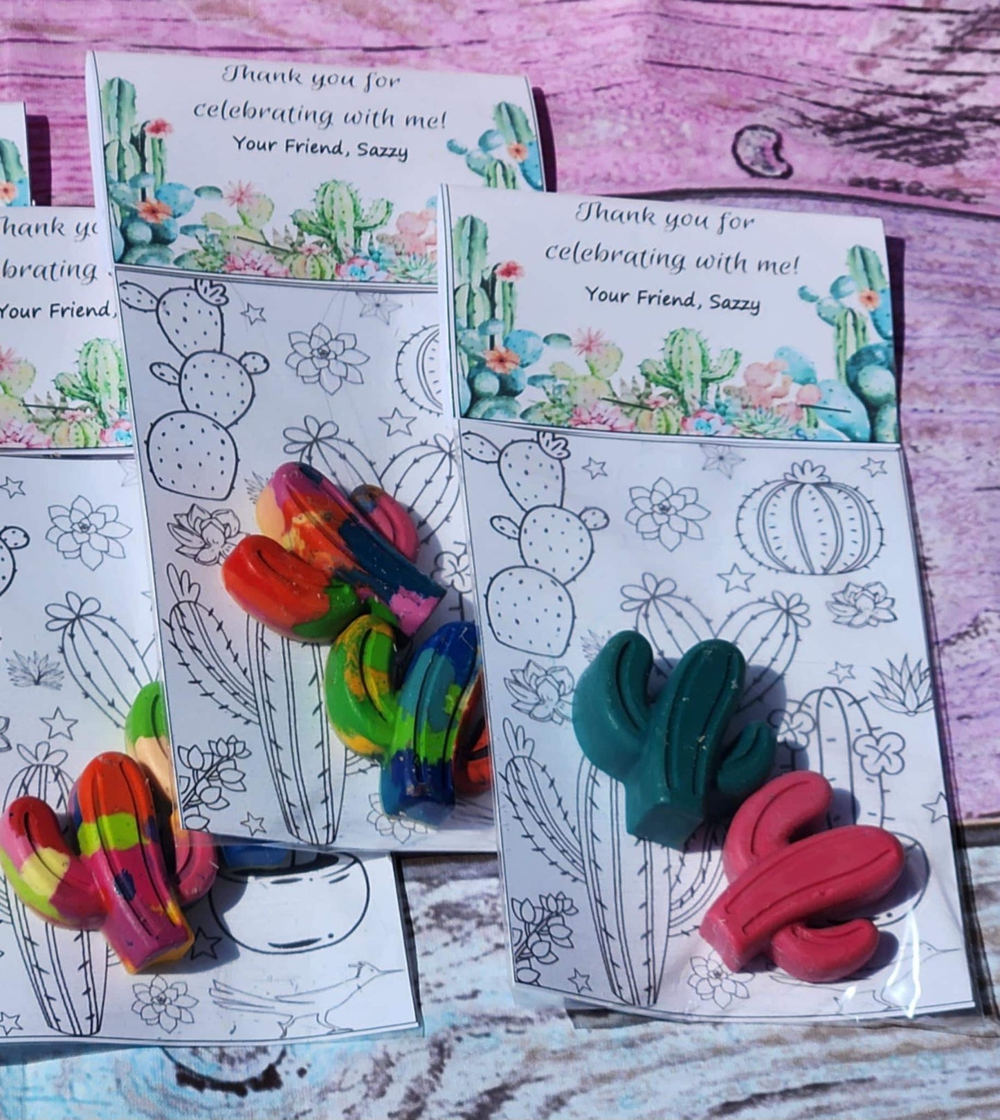 Cactus Coloring Kit with Crayons | Western Birthday Party Favor | Rodeo Theme Gift | Kids Party Fillers | Cactus Crayons